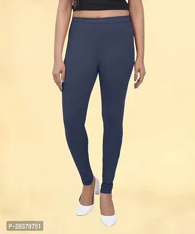 Fabulous Navy Blue Cotton Solid Leggings For Women-thumb2