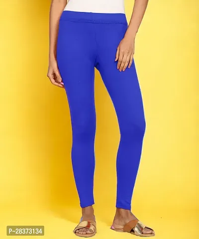 Fabulous Blue Cotton Solid Ankle Length Leggings For Women-thumb2