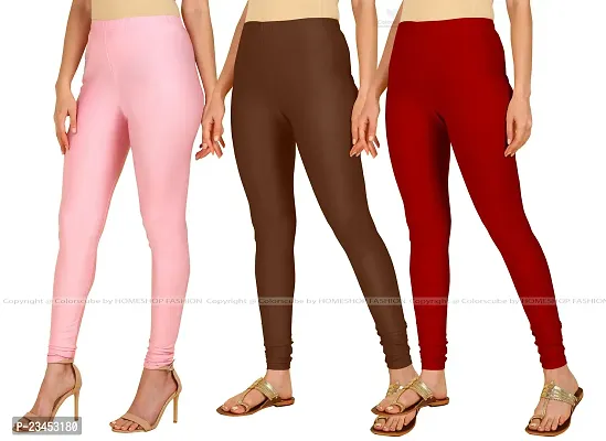 Fabulous Multicoloured Lycra Blend Solid Leggings For Women Pack Of 3-thumb2