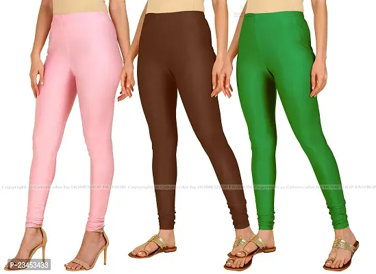 Fabulous Multicoloured Lycra Blend Solid Leggings For Women Pack Of 3-thumb2