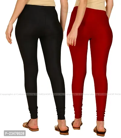 Stylish Women Lycra Blend Leggings Pack of 2-thumb3