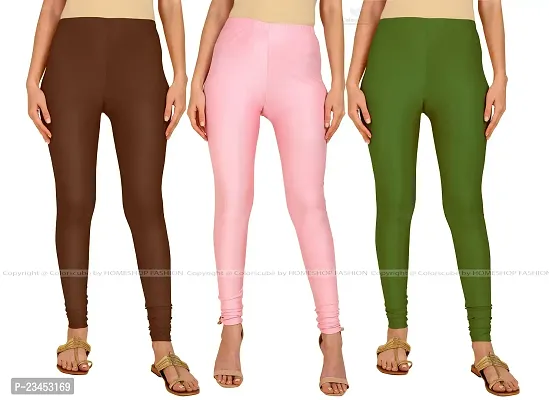 Fabulous Multicoloured Lycra Blend Solid Leggings For Women Pack Of 3-thumb0