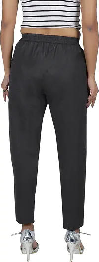 Elegant Black Cotton Blend Solid Ethnic Pant For Women-thumb1