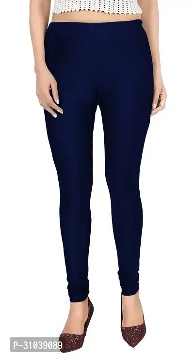 Stylish Navy Blue Lycra Solid Leggings For Women-thumb0