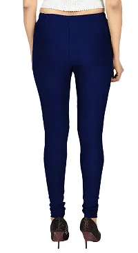 Stylish Navy Blue Lycra Solid Leggings For Women-thumb1