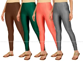 Stylish Fancy Lycra Blend Solid Leggings For Women Pack Of 4-thumb1