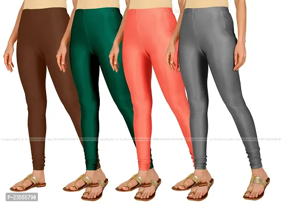 Stylish Fancy Lycra Blend Solid Leggings For Women Pack Of 4-thumb2