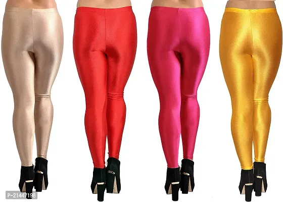 Fabulous Multicoloured Silk Blend  Leggings Combo For Women-thumb2