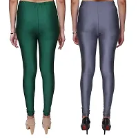 Stylish Multicoloured Satin Solid Leggings For Women Pack Of 2-thumb2