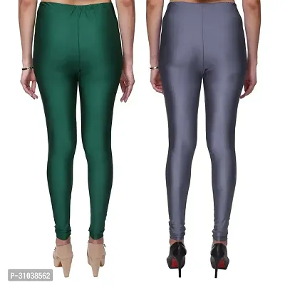 Stylish Multicoloured Satin Solid Leggings For Women Pack Of 2-thumb3