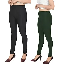 Stylish Multicoloured Lycra Solid Leggings For Women Pack Of 2-thumb2