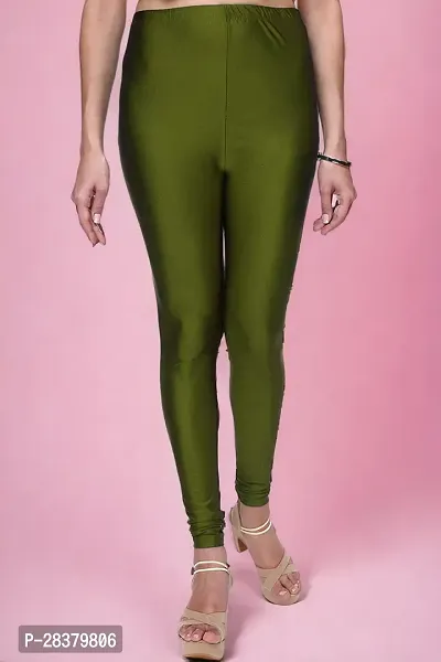 Fabulous Green Lycra Solid Leggings For Women