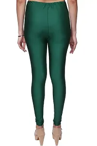 Stylish Green Satin Solid Leggings For Women-thumb1