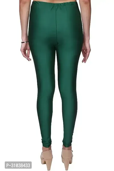 Stylish Green Satin Solid Leggings For Women-thumb2