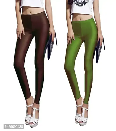 Fabulous Multicoloured Satin Solid Leggings For Women Pack Of 2