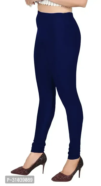 Stylish Navy Blue Lycra Solid Leggings For Women-thumb3