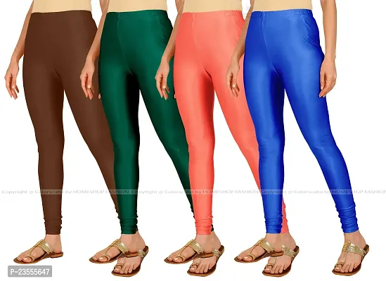 Stylish Fancy Lycra Blend Solid Leggings For Women Pack Of 4-thumb2