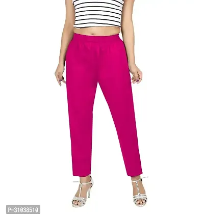 Stylish Pink Cotton Blend Solid Ethnic Pants For Women