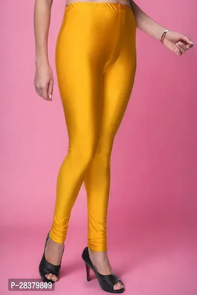 Fabulous Yellow Lycra Solid Leggings For Women-thumb3