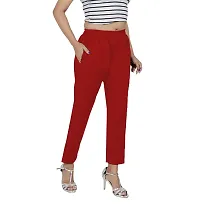 Stylish Red Cotton Blend Solid Ethnic Pants For Women-thumb2