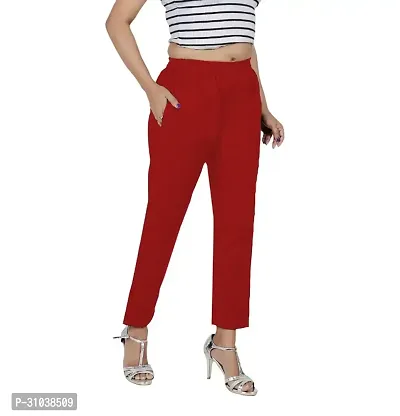 Stylish Red Cotton Blend Solid Ethnic Pants For Women-thumb3