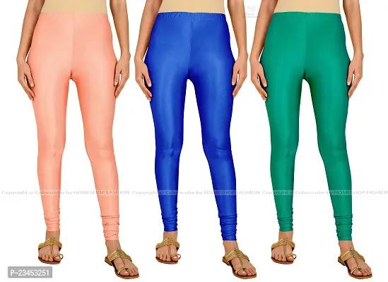 Fabulous Multicoloured Lycra Blend Solid Leggings For Women Pack Of 3-thumb0