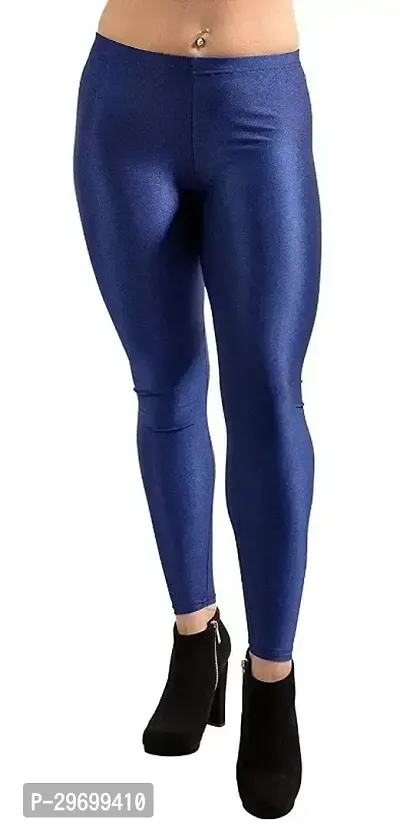 Fabulous Navy Blue Cotton Spandex Solid Leggings For Women-thumb0