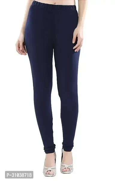 Stylish Blue Cotton Solid Leggings For Women-thumb0