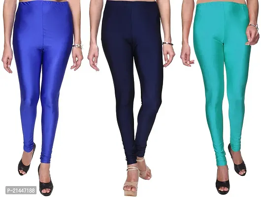 Fabulous Multicoloured Silk Blend  Leggings Combo For Women-thumb0