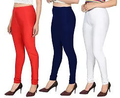 Stylish Multicoloured Lycra Solid Leggings For Women Pack Of 3-thumb2