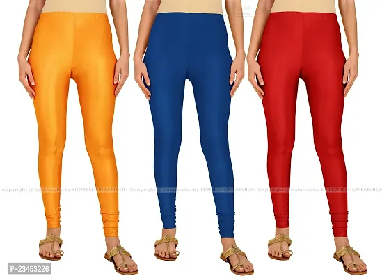 Fabulous Multicoloured Lycra Blend Solid Leggings For Women Pack Of 3