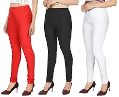 Fabulous Multicoloured Satin Leggings For Women Pack Of 3-thumb2