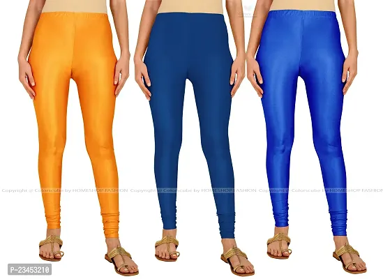 Fabulous Multicoloured Lycra Blend Solid Leggings For Women Pack Of 3-thumb0