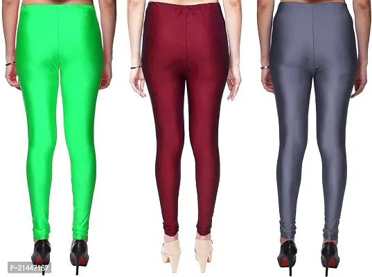 Fabulous Multicoloured Silk Blend  Leggings Combo For Women-thumb2