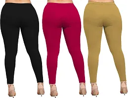 Stylish  Comfortable Cotton Ankle Length Women's Premium Cotton Stretchable Leggings with Rib for women Combo-thumb1