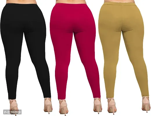 Stylish  Comfortable Cotton Ankle Length Women's Premium Cotton Stretchable Leggings with Rib for women Combo-thumb2