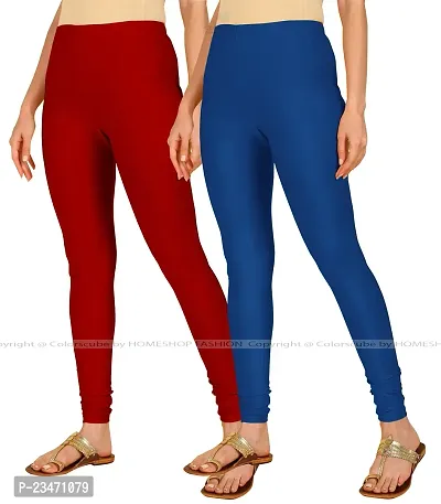 Stylish Women Lycra Blend Leggings Pack of 2-thumb2