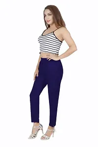 Stylish Navy Blue Cotton Blend Solid Ethnic Pants For Women-thumb3