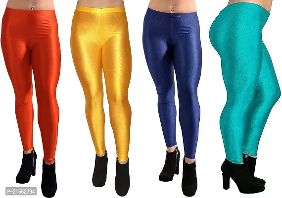 Buy PT Stretchable fit Satin Shiny Lycra Shimmer Chudidar Leggings for  Women and Girl in Wide Shades of Vibrant Colors in Regular and Plus Size  (23 Colors) Pack of 4 Women Leggings