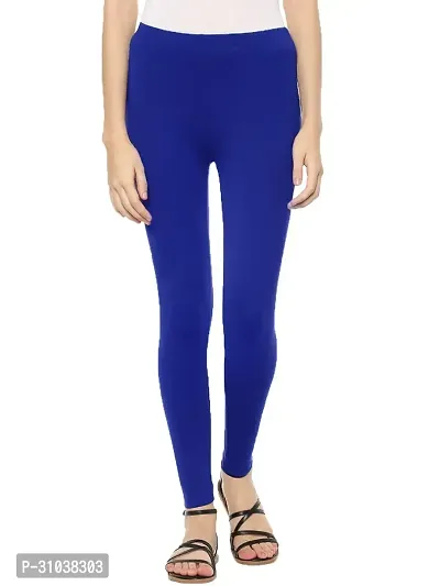 Stylish Blue Cotton Solid Leggings For Women-thumb2