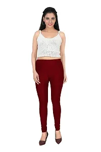 Stylish Maroon Lycra Solid Leggings For Women-thumb3