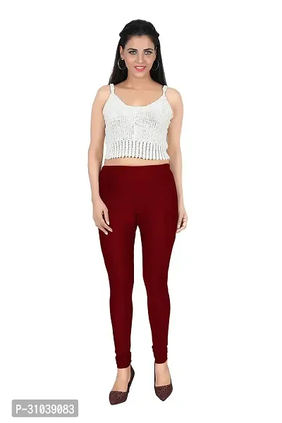 Stylish Maroon Lycra Solid Leggings For Women-thumb5