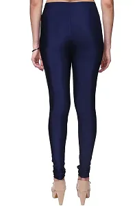 Stylish Blue Satin Solid Leggings For Women-thumb3