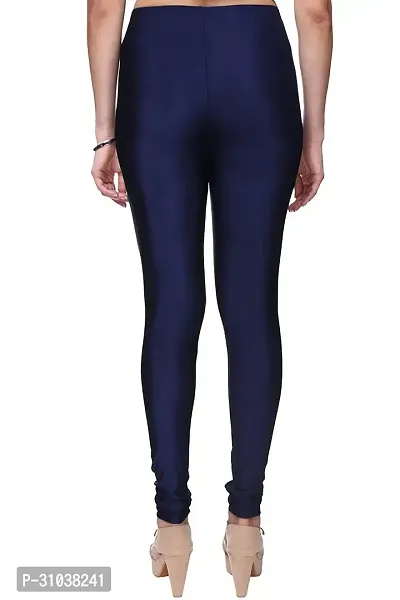 Stylish Blue Satin Solid Leggings For Women-thumb4