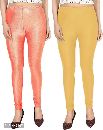 Fabulous Multicoloured Silk Blend  Leggings Combo For Women-thumb0