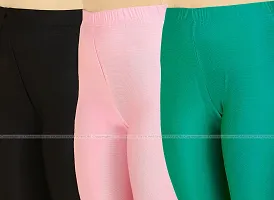 Fabulous Multicoloured Lycra Blend Solid Leggings For Women Pack Of 3-thumb3