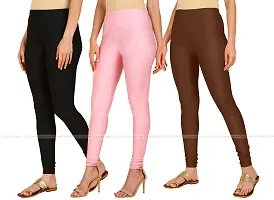 Fabulous Multicoloured Lycra Blend Solid Leggings For Women Pack Of 3-thumb1