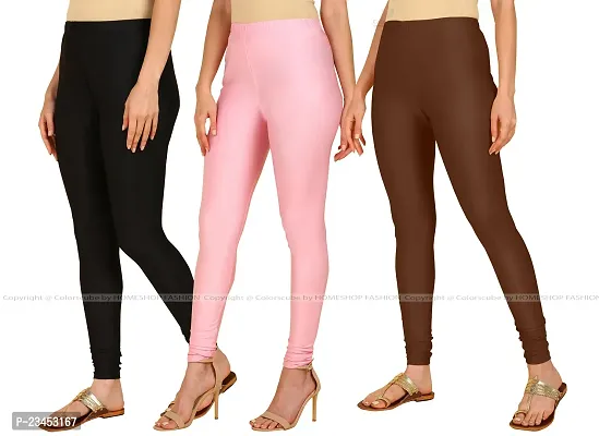 Fabulous Multicoloured Lycra Blend Solid Leggings For Women Pack Of 3-thumb2