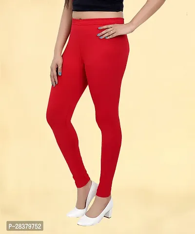 Fabulous Red Cotton Solid Leggings For Women-thumb0