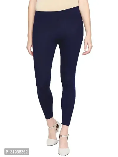 Stylish Blue Cotton Solid Leggings For Women-thumb2